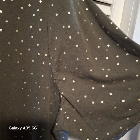 Lane Bryant Perfect Sleeve Tee 22/24 Olive Green With Gold Polka Dots V-Neck Rel - Picture 3 of 5